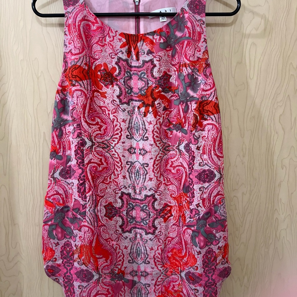 CAbi Pink and Red Graphic Sleeveless Tank Top
